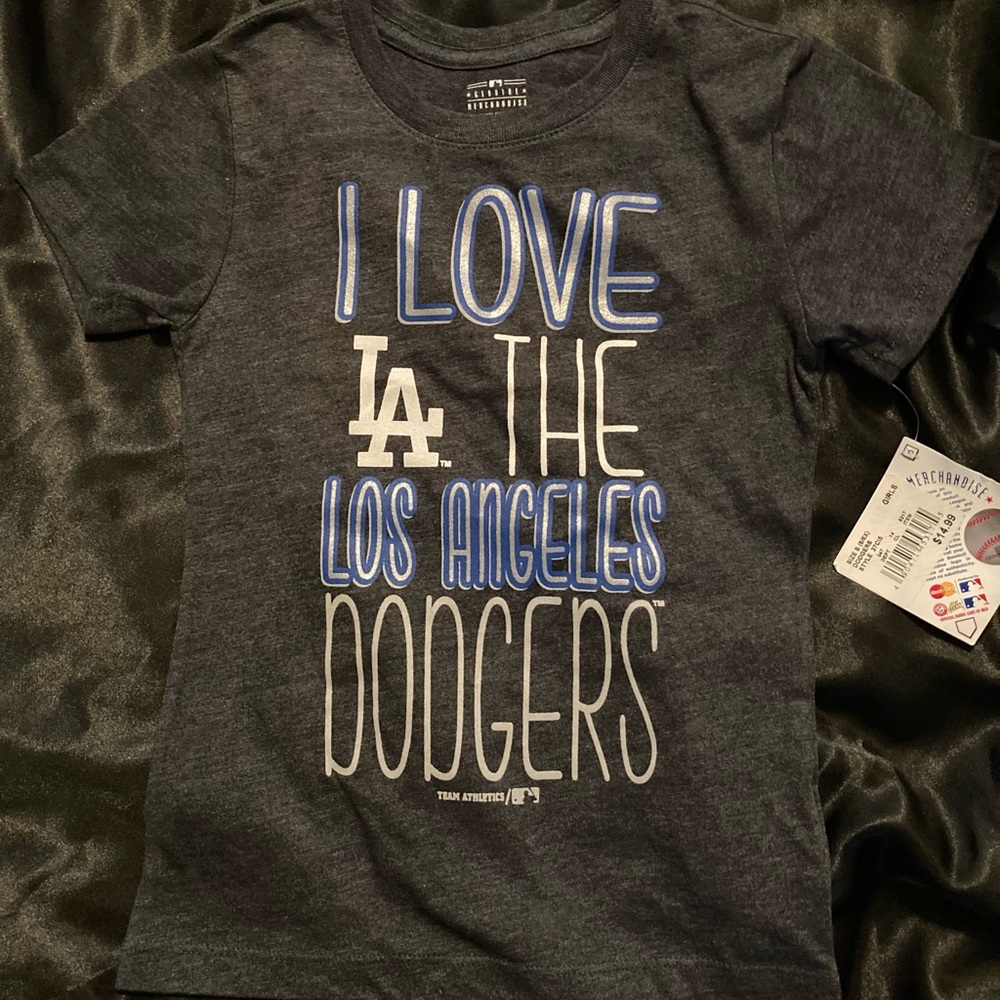 Love Dodgers Tee girls S/6 heather gray NWT